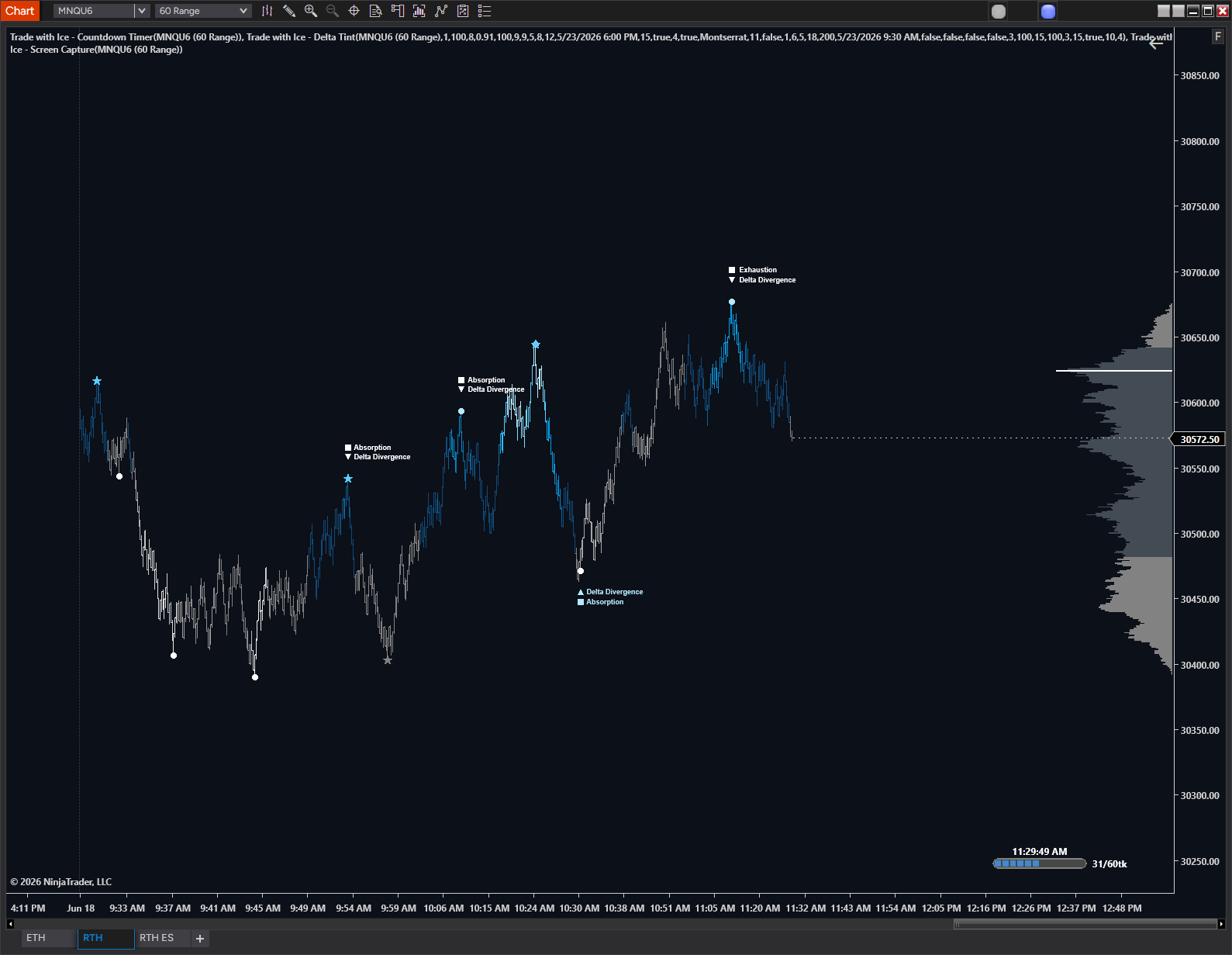 Countdown Timer indicator on NinjaTrader chart