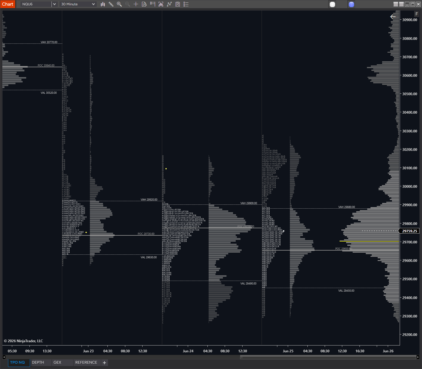 TPO Market Profile indicator — standard session profile
